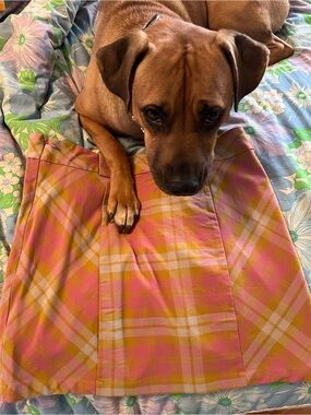 Urban Outfitters Pink and Yellow Plaid Mini Skirt